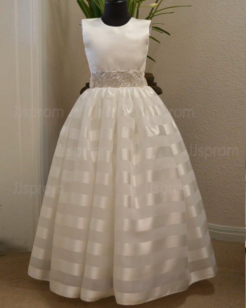 Satin Beading Appliqued High Neck First Holy Communion Dress FC0015