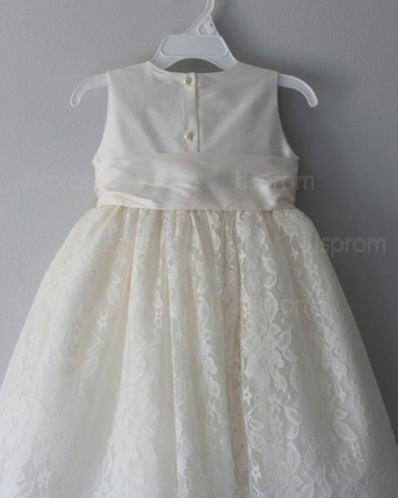 Satin High Neck Girl Dress with Lace Skirt FC0023