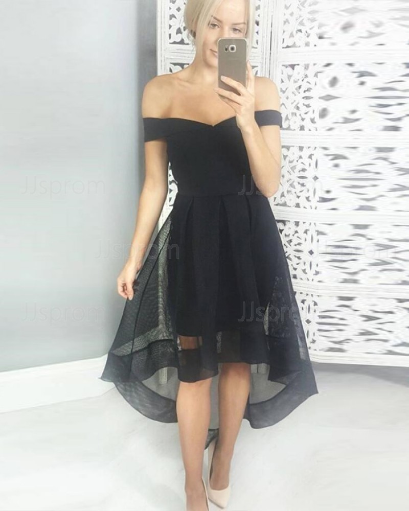 High Low Tulle Off the Shoulder Homecoming Dress HD3514