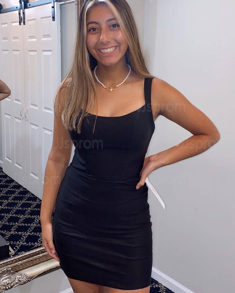 Black simple homecoming top dresses