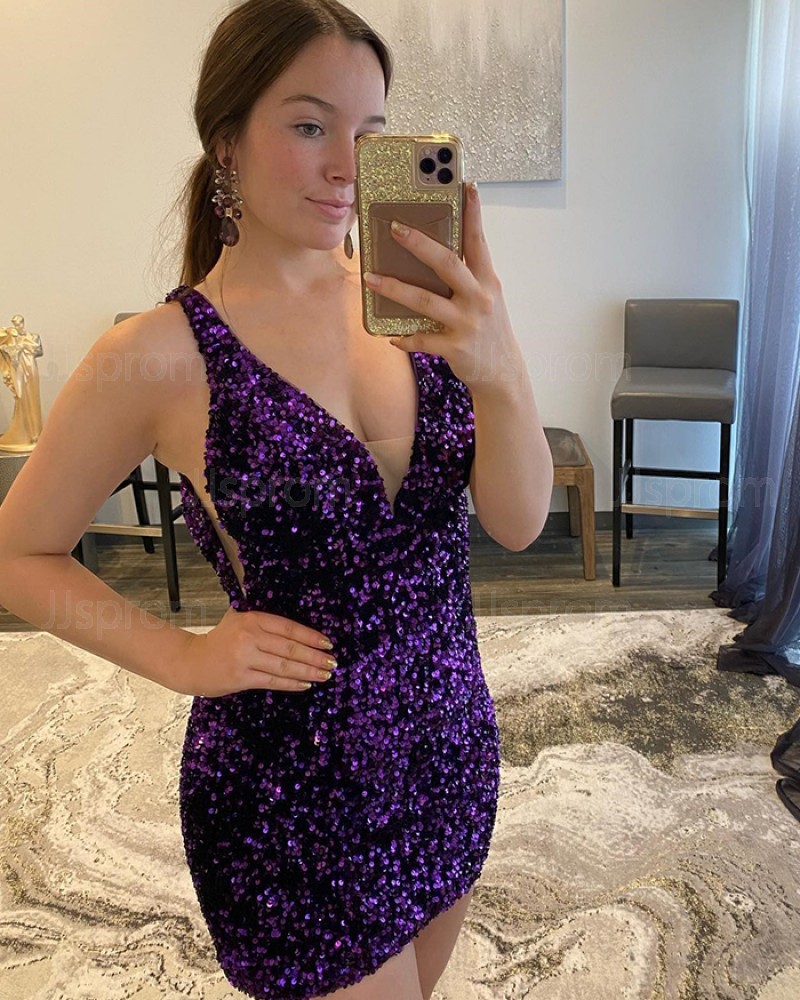 Dark purple sequin dress outlet
