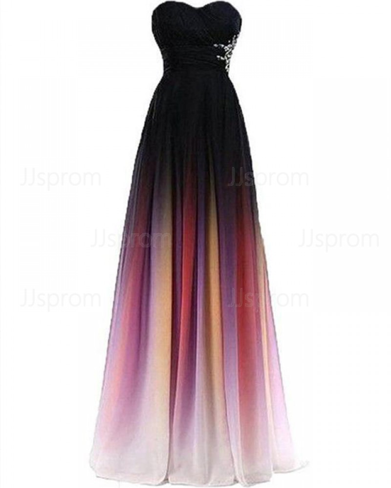 Chiffon Beading Sweetheart Ombre Bridesmaid Dress PD1680