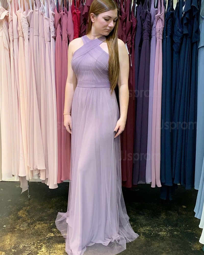 Lavender Criss-cross Chiffon Sheath Formal Dress PD2271