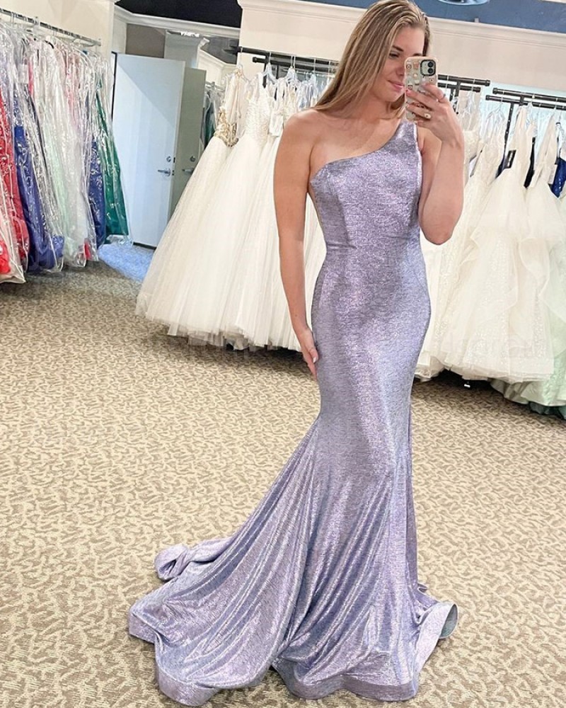 Silver Sequin One Shoulder Mermaid Formal Dress PD2323