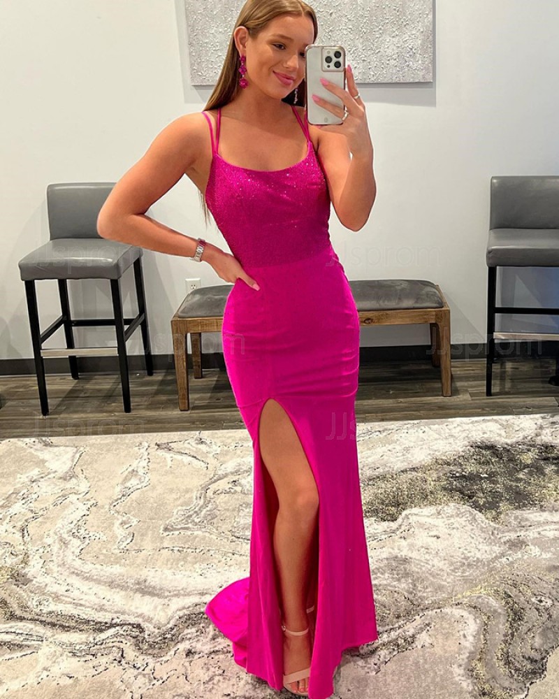 Buy blushing pink beading mermaid spaghetti straps prom dress with