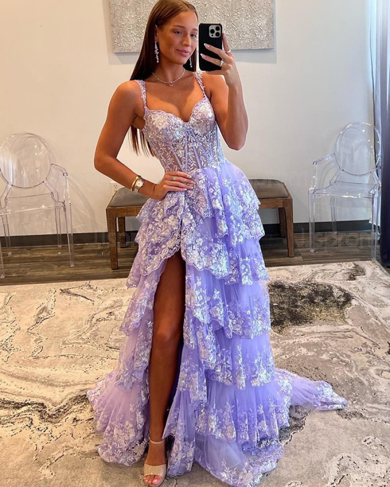 Light purple two piece prom dress top