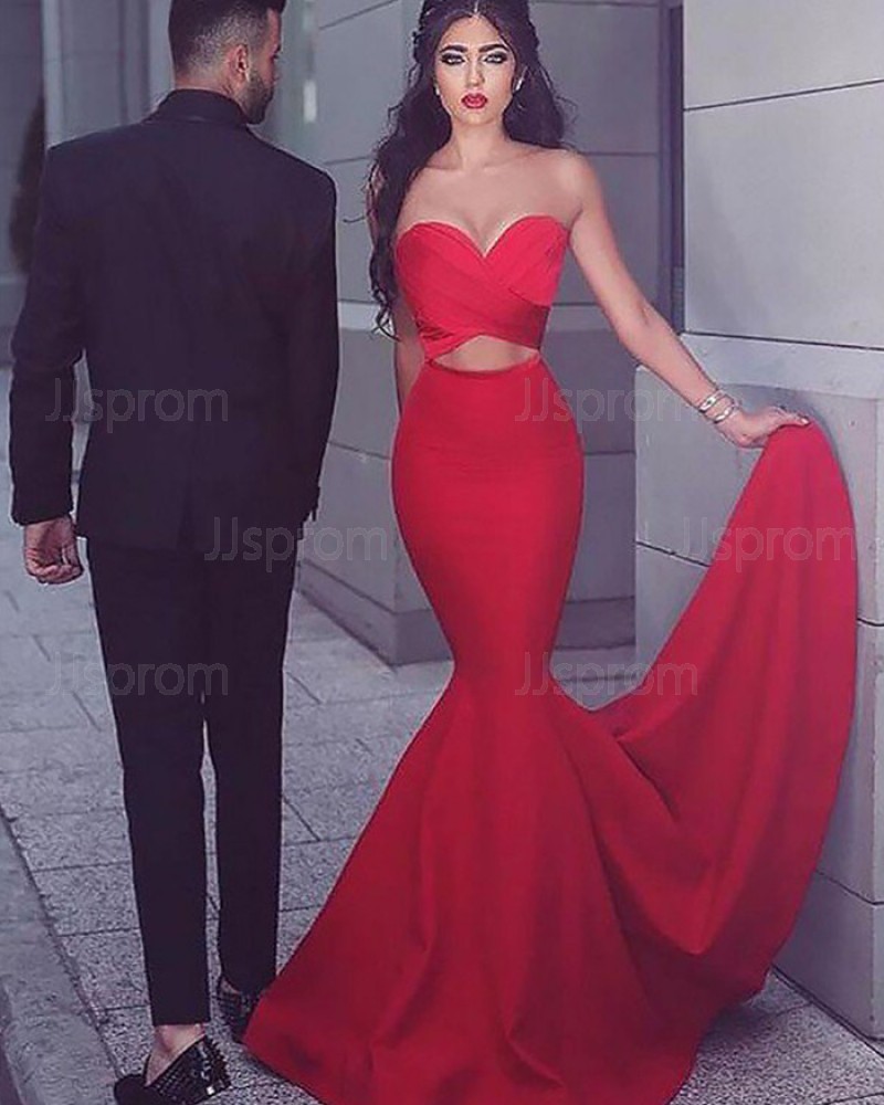 Elegant Satin Mermaid Sweetheart Cutout Prom Dress PM1173