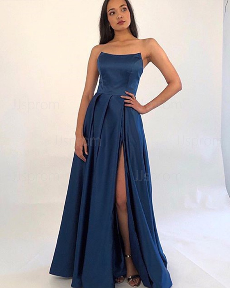 Satin Prom Dress blue
