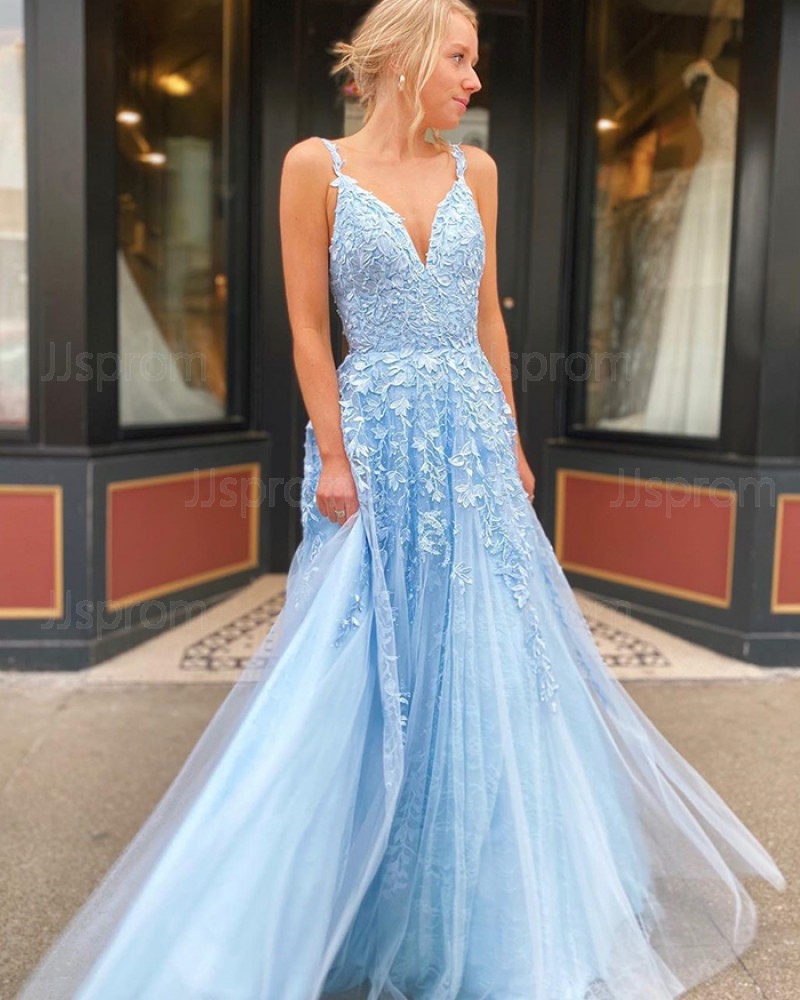 V neck store tulle prom dress