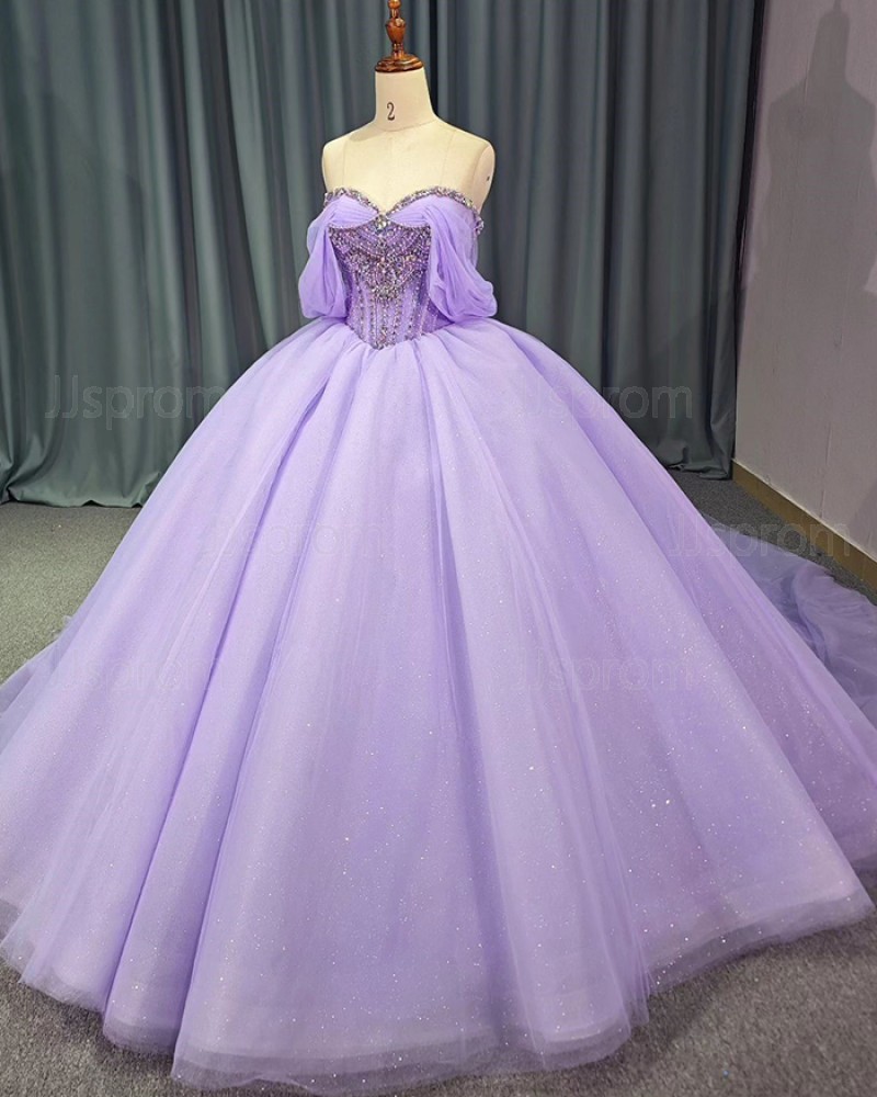 Lavender Sweetheart Beading Bodice Empire Ball Gown PM2700