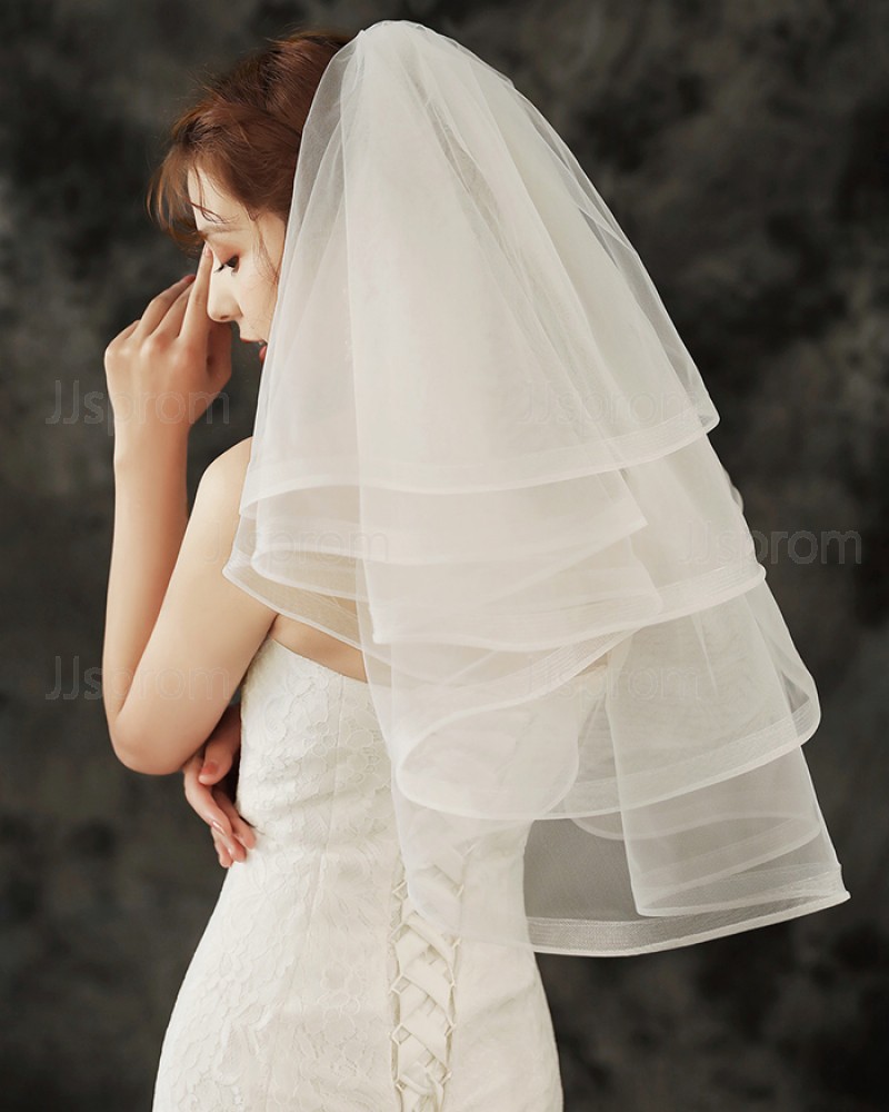Four Tiers Ivory Tulle Shoulder Length Wedding Veil TS1920