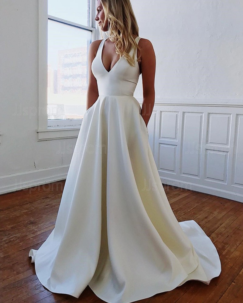 Satin pleated wedding dress sale