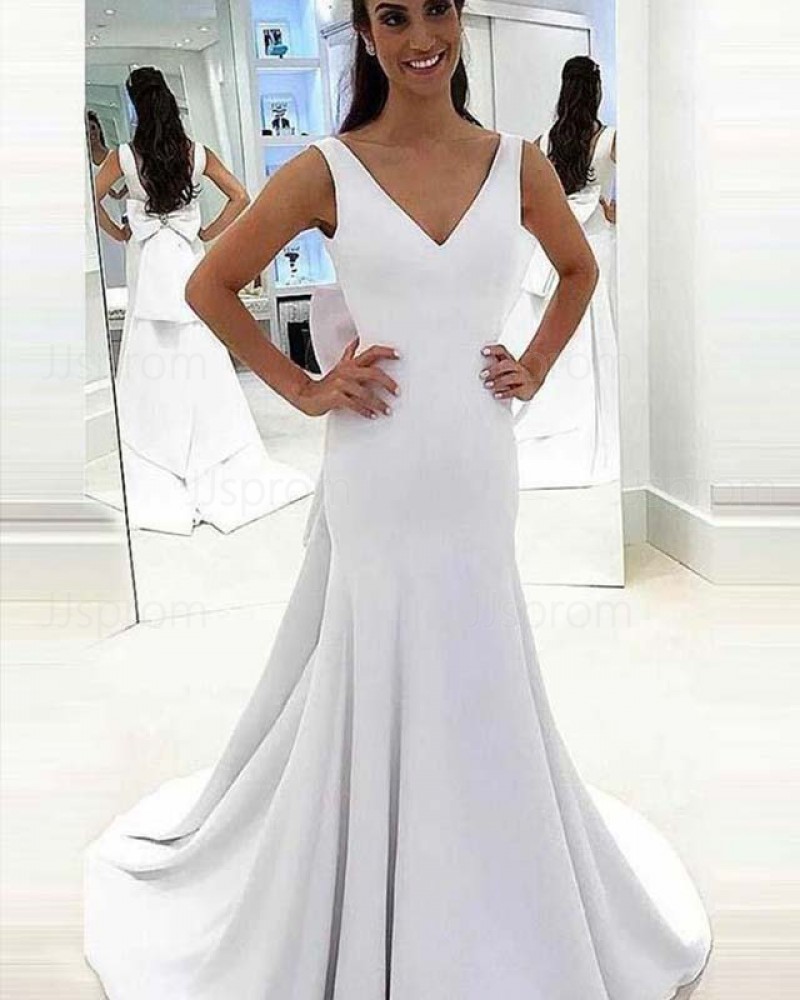 simple satin mermaid wedding dress