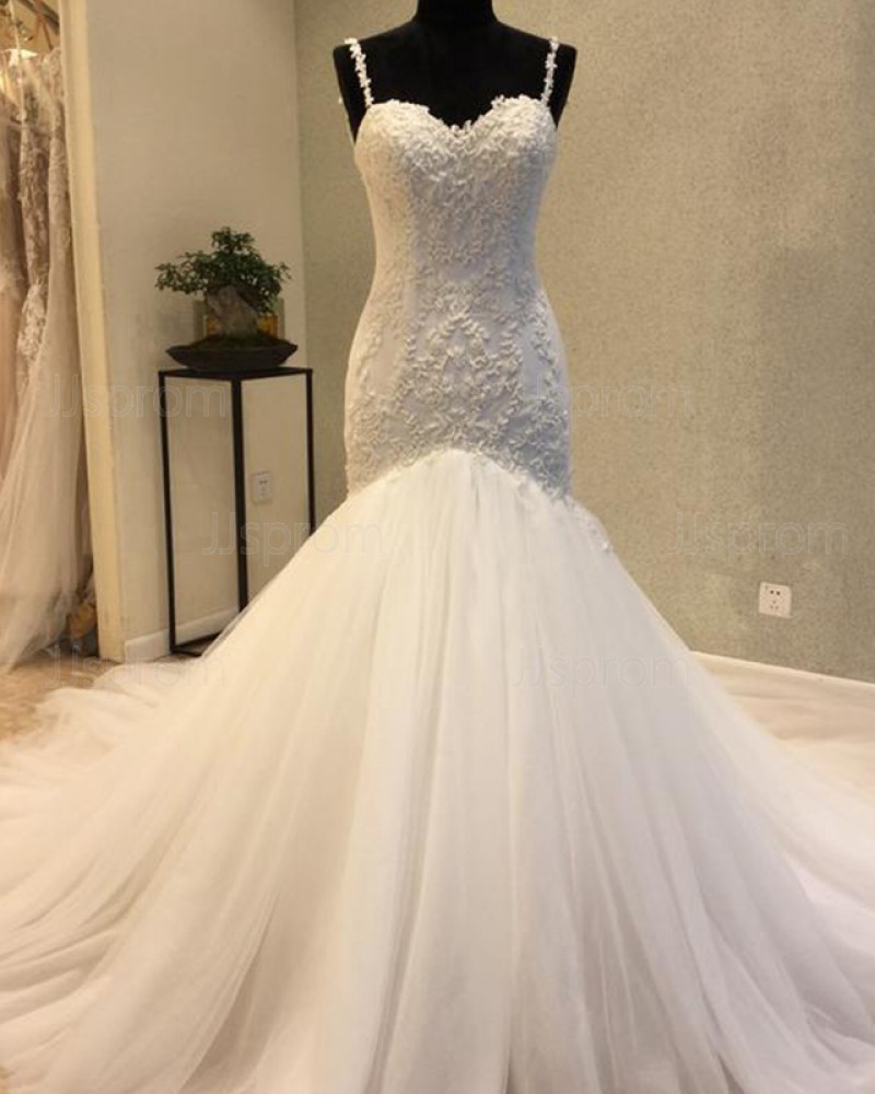 Elegant Pleated Mermaid Square Beading Wedding Dress WD2200