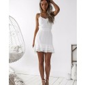 Tight Simple Spaghetti Straps Chiffon Homecoming Dress with Layered Hemline HD3043