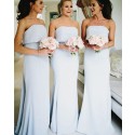 Simple Strapless Dusty Blue Mermaid Bridesmaid Dresses with Bowknot PD1722