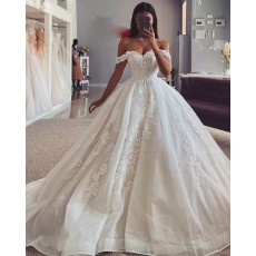 Lace Applique Off The Shoulder White Wedding Dress WD2662