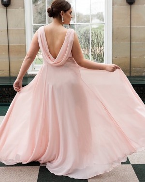Cowl Neck Chiffon A-line Simple Bridesmaid Dress BD2159