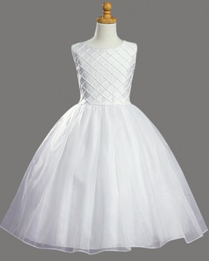 White Tulle Jewel First Holy Communion Dress with Bowknot FC0029