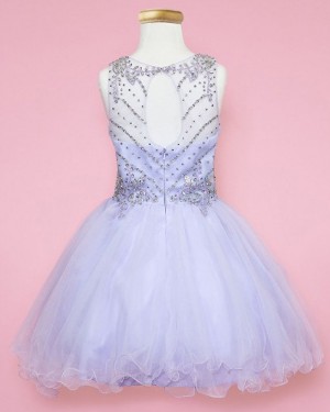 Elegant Sheer Beading Lavender Girl's Pageant Dress