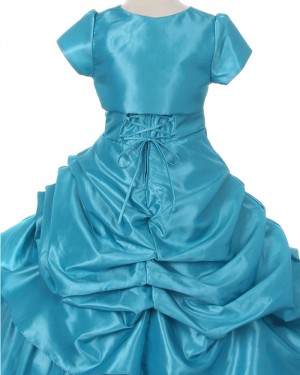 Ruffled Beading Green Taffeta Girl's Pageant Dress with Jacket