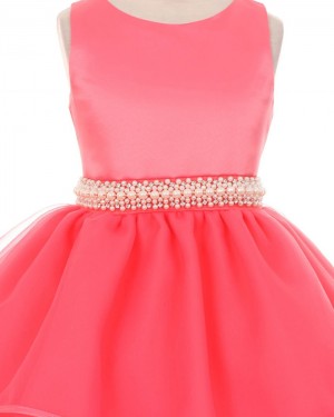 Red Layered Jewel Beading Girl's Pageant Dress