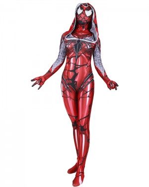 Halloween Hero Cosplay Red Woman Spider-Gwen Venom Bodysuit HC013