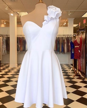 White Chiffon One Shoulder Short Homecoming Dress HD3637