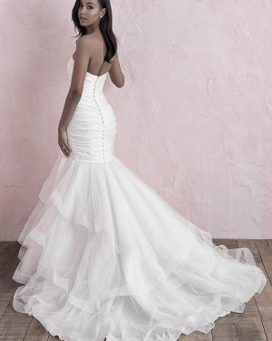 Sweetheart Ruffled Mermaid White Wedding Dress NWD2123