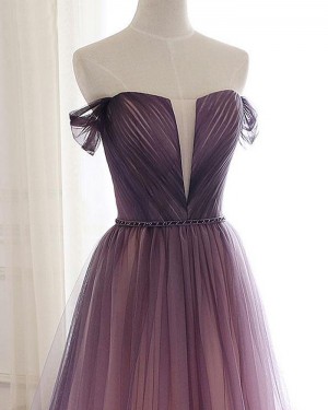 Ruched Tulle Ombre Off the Shoulder Bridesmaid Dress PD1780