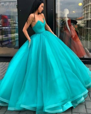 Sweetheart Yellow Tulle Simple Ball Gown Prom Dress PD1998