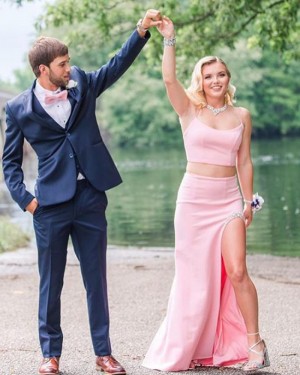 Blush pink two piece dress sales