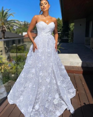 Sweetheart Lace White A-line Formal Dress PD2299