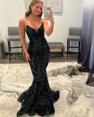 Black Sweetheart Mermaid Sequin Prom Dress PD2415