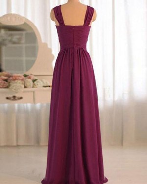 Burgundy Chiffon Ruched Crisscross Bridesmaid Dress PM1383