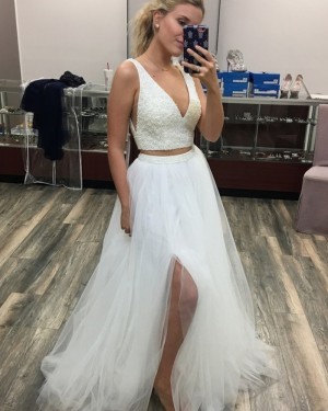 2 piece white dress top