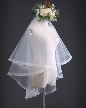 Two Tiers Tulle Ivory Elbow Length Wedding Veil with Comb TS17105