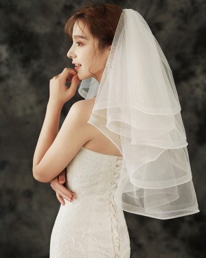 Four Tiers Ivory Tulle Shoulder Length Wedding Veil TS1920