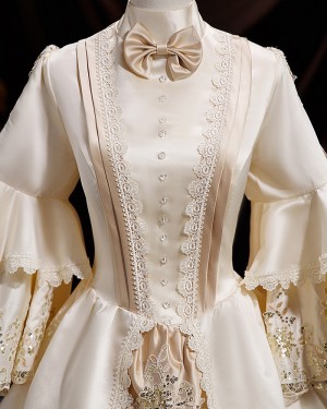 High Neck Victorian Rococo Court Costume Dress with Long Sleeves VD062