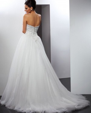 Ivory Tulle Sweetheart Beading Bodice Wedding Gown WD2008