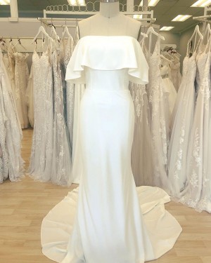 Cowl Neckline Simple White Satin Sheath Wedding Dress WD2411