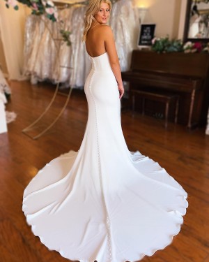 Sweetheart White Satin Mermaid Simple Wedding Dress WD2511