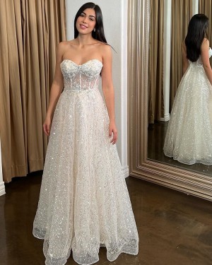 Sweetheart Ivory Sparkle A-line Wedding Dress WD2527