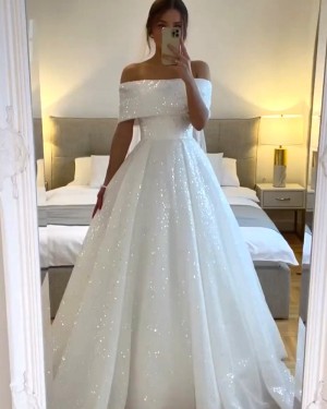 Special Sparkle Off the Shoulder A-line Wedding Dress WD2627