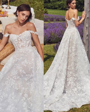 Lace Ivory Off the Shoulder Wedding Dress WD2634