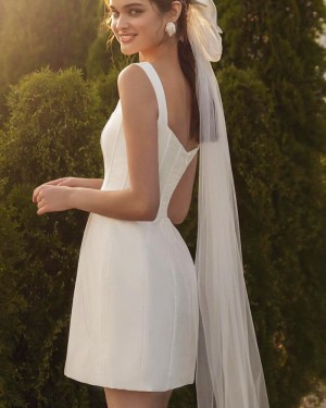 Ivory Short Satin Strapless Tight Wedding Dress NWD2692