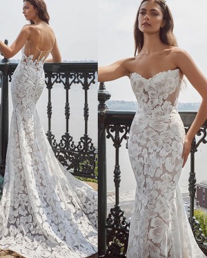 Ivory Lace Strapless Mermaid Wedding Dress NWD2701