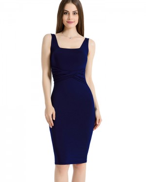 Scoop Ruched Knee Length Tight Club Dress ZY7601